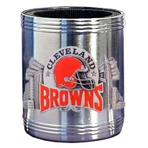  NFL Can Cooler   Pewter Emblem Cleveland Browns Sports 