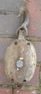 Vermont ANTIQUE FARM Wooden Double Block PULLEY TOOL  