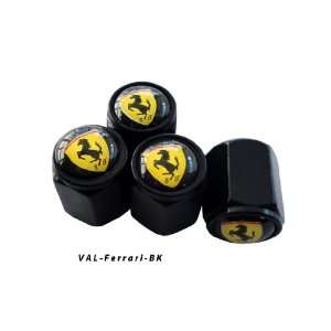 AGT Aluminum Black Valve Caps Tire Cap Stem for Ferrari Wheels (Pack 