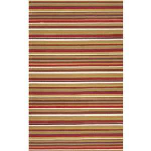   Stripes Golden Raisin and Wine Wool Area Throw Rug