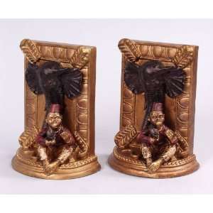  Monkey & Elephant Bookends in Antique Gold Tone Finish 