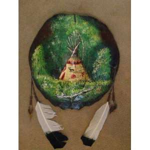    Painted Turtle Shell Wall Hanging  Teepee (4)