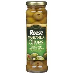 Reese Reese Manzanilla Olives stuffed w/ Minced Anchovy, Jars, 3 oz 