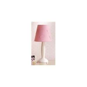 White Round Wooden Table Lamp with Marlee Fabric Flower Cut Out Barrel 